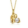 Personalized 14K Gold Plated Initial Pearl Pendant Necklace for all ages: A Charming gold Elegant Keepsake Gift - 3 of 3