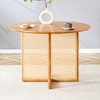 KTMBDW Round Dining Table, 42 Inches with Wooden and Imitation Rattan Pedestal Base, Modern Retro Dinner Table for Dining Room, Living Room, Office - 2 of 4