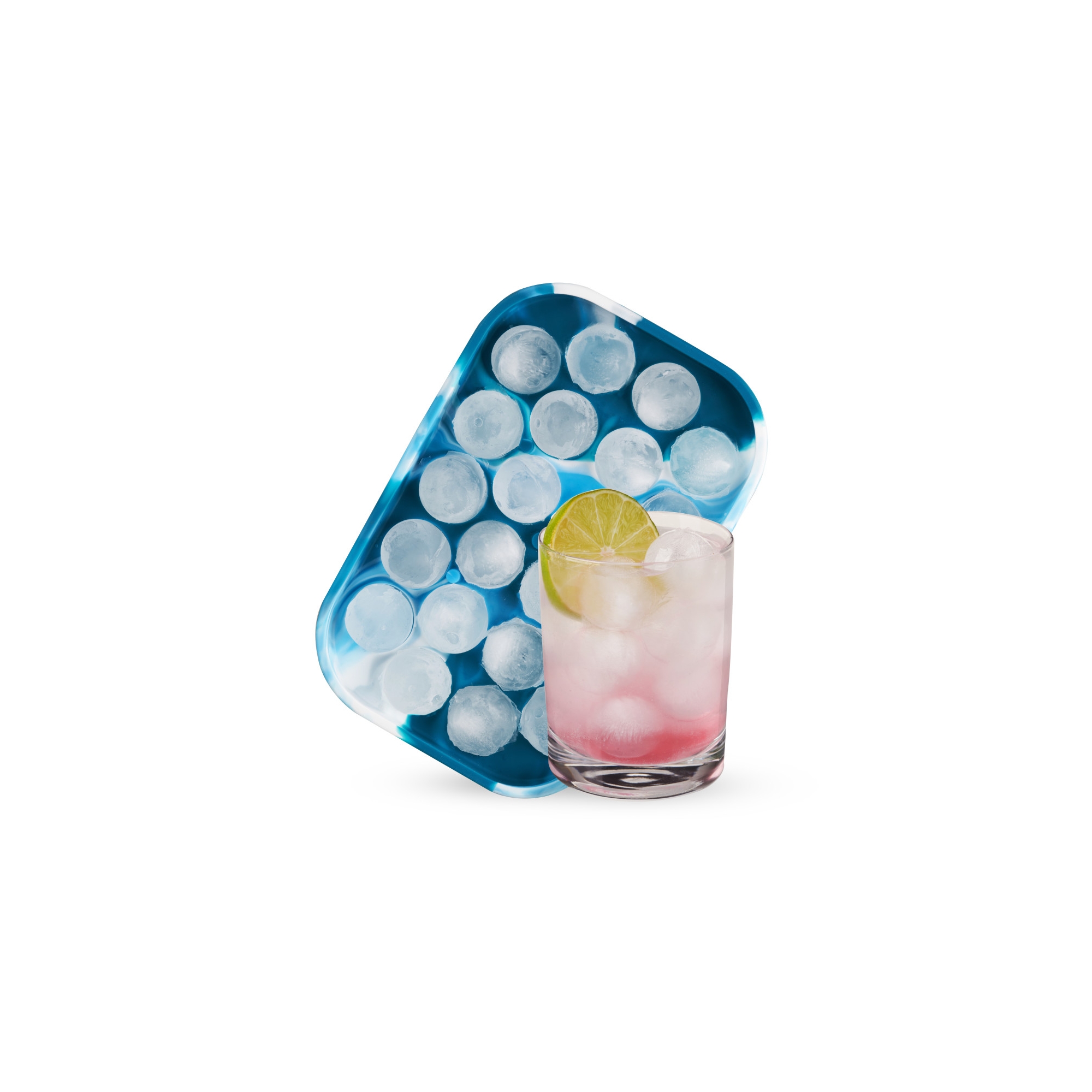 Host Ice Cube Tray for Whiskey, Juice, Soda, Silicone Mold for Chocolates, Candles, Home Bar, Kitchen Gifts, Makes 1” Mini Ice Spheres, Blue Marble