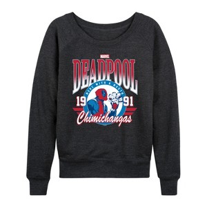 Women's - Marvel - Athletic Deadpool Lightweight French Terry Wide Neck Long Sleeve Shirt - 1 of 4