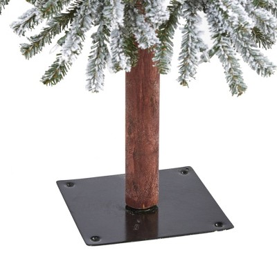 5ft White Flocked Slim Artificial Christmas Tree with Clear Lights