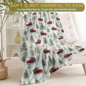 Lomsoe Christmas Decorative Throw Blanket White Snowy Tree and Green Forest Print Decoration, Soft Flannel Winter Blanket for Bed Sofa. - 1 of 4