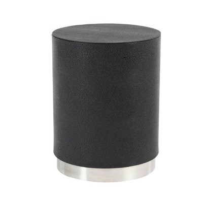 Modern Wood and Stainless Steel Cylindrical Accent Table Black - Olivia & May