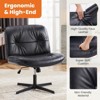 ELJGET Armless Office Desk Wide Seat No Wheels, Swivel Height Adjustable Comfy - 2 of 4
