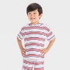 Toddler Boys' Short Sleeve 4th of July Striped Hooded Knit Shorts Set - Cat & Jack™ White - 3 of 4