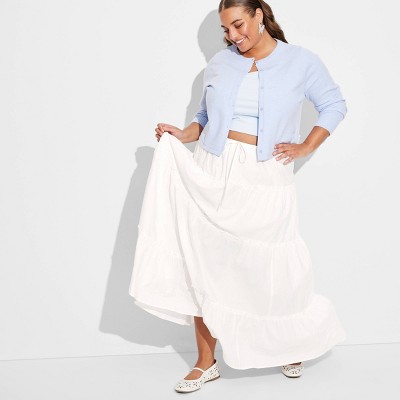 Women's Tiered Linen Maxi Skirt - Wild Fable™ White 3X