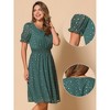 Allegra K Women's Square Neck Metallic Stars Ruffle A-Line Stretch Waist Midi Dress - 2 of 4