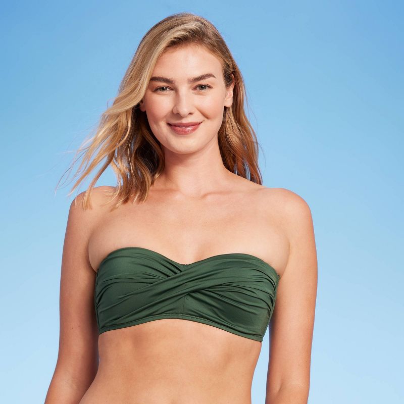 Women&#39;s Molded Bandeau Bikini Top - Kona Sol&#8482; Dark Green XL, 4 of 9