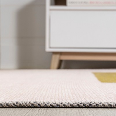 Scandinavian Minimalist Ivory Geometric 9' x 12' Synthetic Area Rug