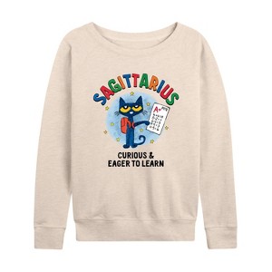 Women's - Pete the Cat - Sagittarius Lightweight French Terry Wide Neck Long Sleeve Shirt - 1 of 4