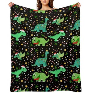 Cute Christmas Dinosaurs Christmas Throw Blanket Soft Fleece Christmas Blanket Cozy Flannel Throw for Couch Bed 30x40 inches - 1 of 1