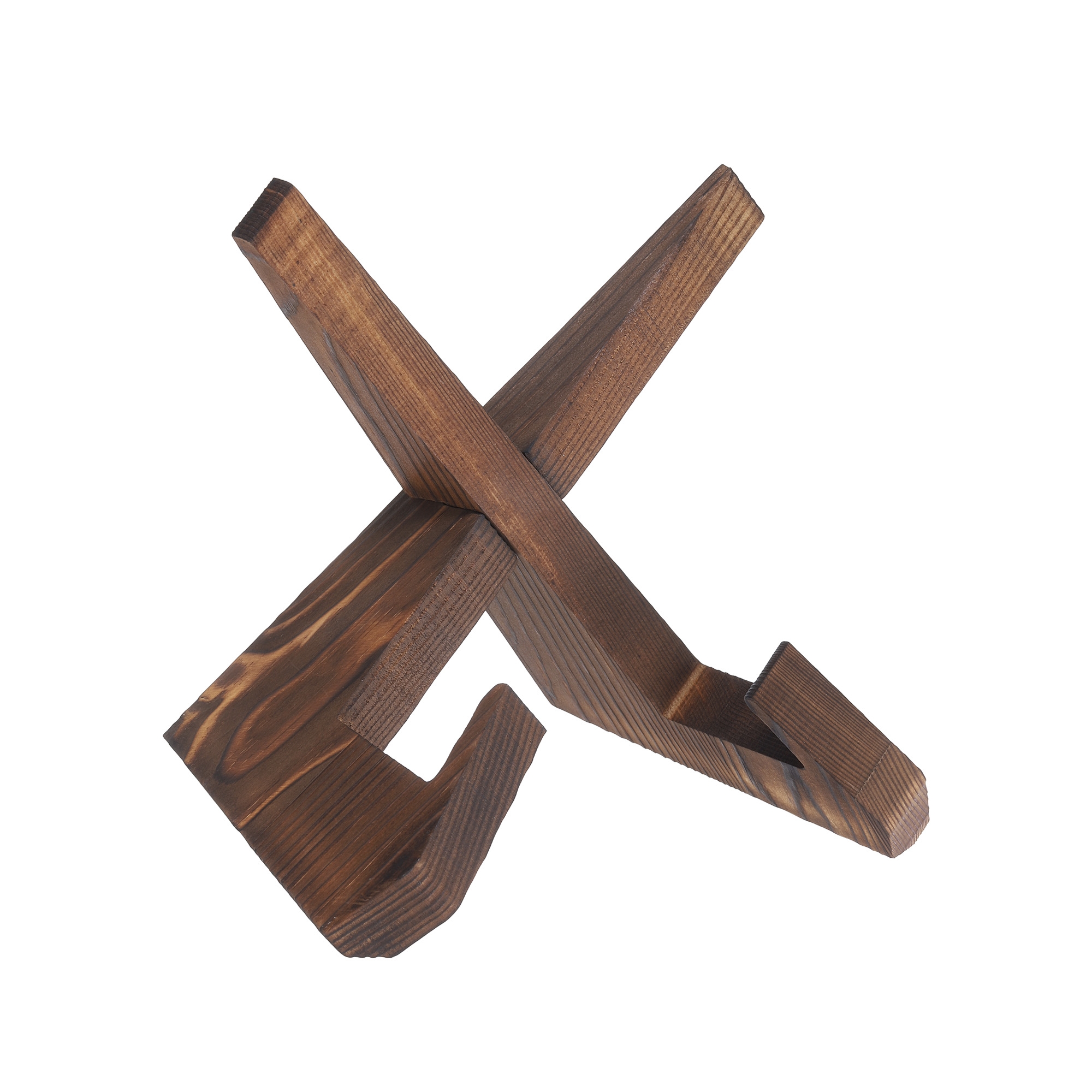 Unique Bargains Natural Wood Durable Cross-Type Structure Stable Display Stand Dark Brown