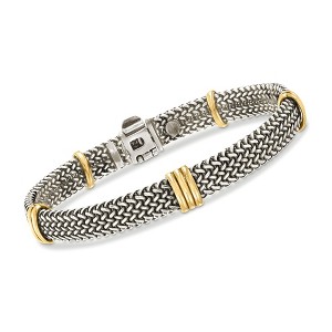 Ross-Simons Italian Sterling Silver and 18kt Bonded Gold Woven Bracelet - 1 of 4
