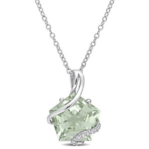 EVERLY JEWELRY | Sterling Silver 0.06 CT TW Diamond And 6 1/2 CT TGW Green Quartz Fashion Pendant With Chain, 18-inch - 1 of 4