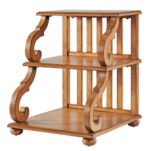 Ravenswood Carved Detail Tiered Accent Table - Oak - Inspire Q, Brown