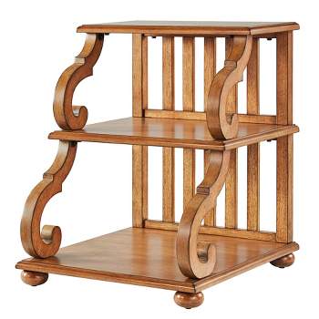 Ravenswood Carved Detail Tiered Accent Table - Oak - Inspire Q