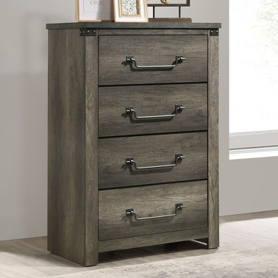 33" Melamine Paper & Engineered Wood Rustic Farmhouse Chest with English Dovetail dressers and Antique Brass Drop Handles