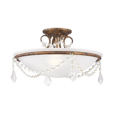Livex Lighting Chesterfield/Pennington 3 - Light Semi-Flush Mount in  Hand Applied Venetian Golden Bronze