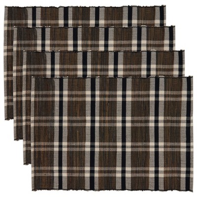 Natural Plaid Woven Water Hyacinth Placemats, Set of 4