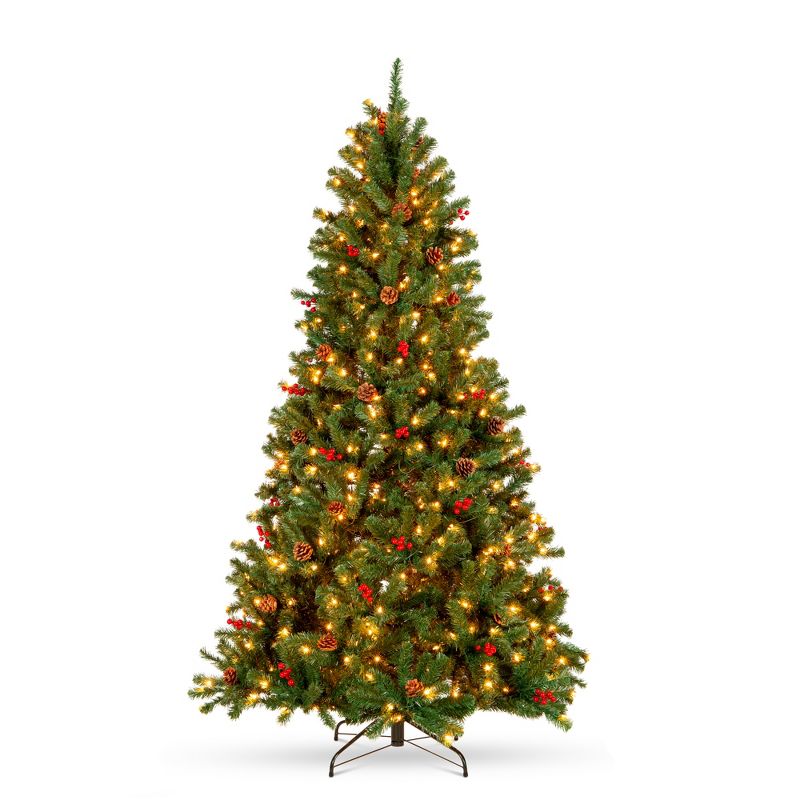 Best Choice Products Pre-Lit Pre-Decorated Holiday Spruce Christmas Tree w/ Tips, Lights, Metal Base, 1 of 10