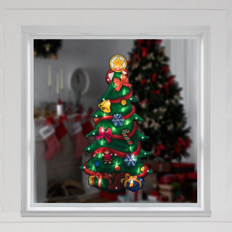 Northlight 17.75" Lighted Christmas Tree with Presents Window Silhouette, 2 of 6