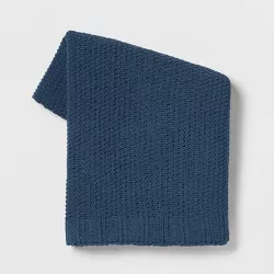 Solid Chenille Knit Throw Blanket Blue - Threshold™