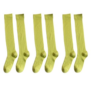 Anna-Kaci Women's 3-Pack Knee-High Ribbed Socks with Soft Stretch Knit Fabric and Lightweight Everyday Comfort-Green - 1 of 2
