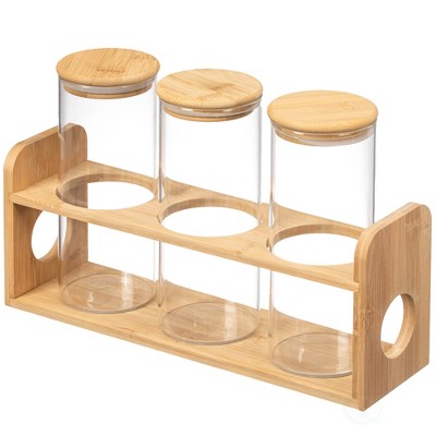 Basicwise 3 Pcs 30oz Glass Jars with Bamboo Shelf for Storing Coffee, Sugar, and Grains, Airtight Canisters for Nuts, Pasta.Ideal for Kitchen & Pantry — фото 8
