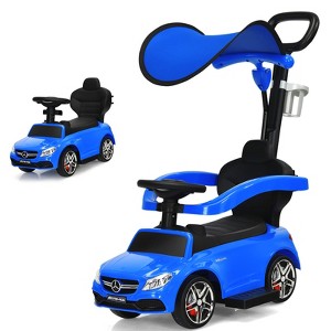 Safstar 3 in 1 Ride on Push Car Mercedes Benz Toddler Stroller Sliding Car Blue - 1 of 4