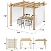 10x10 FT Outdoor Pergola, Retractable Pergola with Adjustable Canopy, Aluminum Pergola, 4 White Curtains, for Patio, Gardens, Backyard - 3 of 4
