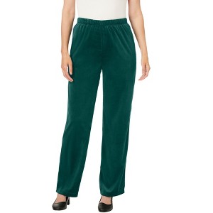 Woman Within Women's Plus Size Wide-Leg Velour Pant - 1 of 4