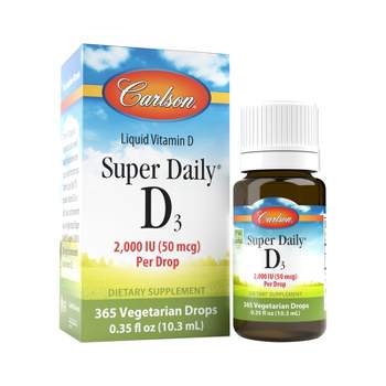 Carlson - Super Daily D3 2,000 IU (50 mcg) per Drop, Vitamin D Drops, Vegetarian, Unflavored