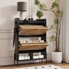 Open Storage and Adjustable Shelves, Farmhouse Shoe Storage Cabinet with Metal Legs,Freestanding Shoe Organizer for Entryway - 4 of 4