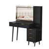 Makeup Vanity Desk with Mirror, 48"W Large Dressing Table With 5 Drawers & Open Storage Shelves, Glass Top Makeup Vanity Table for Bedroom - 3 of 4
