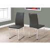 Monarch Specialties Dining Chair Set Of 2 Side Upholstered Kitchen Dining Room Pu Leather Look Metal Grey Chrome Contemporary Modern - 2 of 4