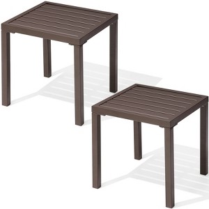 Crestlive Products Outdoor 16in Side Table Small Metal Square End Table Easy Assemble Weather Resistant Ideal - 1 of 4