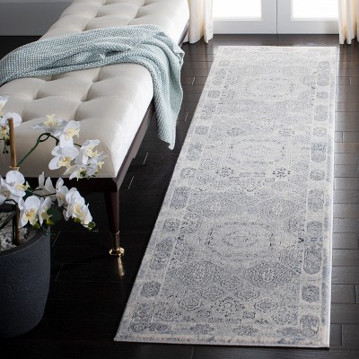 Elegant Gray Synthetic 24" Hand-Knotted Easy Care Runner Rug