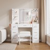Vanity Desk with Stool, Bedroom Vanity Table Set, Hair Dryer Rack, Open Shelves, 7 Drawers, 3 Color Modes Brightness Adjustable Dressing - 3 of 4