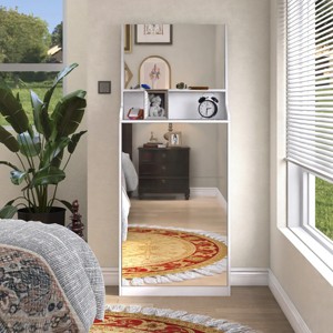 Shoe Racks With 4 Mirrors,Shoe Storage Cabinet With 3 Layer Storage Design,Modern Storage Cabinet Shoes-Cuddlewood - 1 of 4