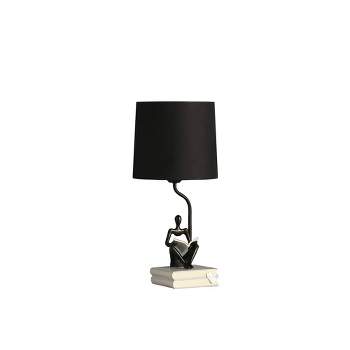 20.5" Reader Sitting A Gray Stack of Books Polyresin Table Lamp Black - Ore International
