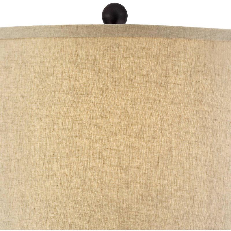Regency Hill Tropical Table Lamp 29" Tall Woven Wicker Pattern Beige Linen Drum Shade for Living Room Family Bedroom Bedside Nightstand, 3 of 10