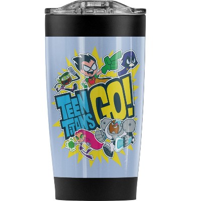 Teen Titans Go Logo And Characters Burst Steel Tumbler 20oz Coffee Travel Mug