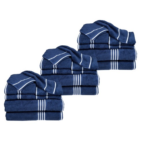 Lavish Home 24-piece Cotton Towel Set With 6 Bath Towels, 6 Hand Towels, 6  Washcloths, And 6 Fingertip Towels : Target