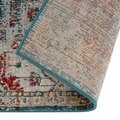 Blue and Red 9' x 12' Synthetic Oriental Area Rug