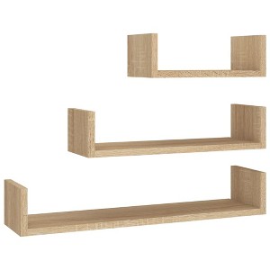 vidaXL Wall Display Shelf 3 pcs Sonoma Oak Engineered Wood - 1 of 4