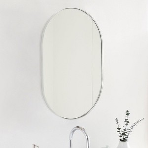 PAGED Metal Oval Bathroom Mirror, Wall Mounted Vanity Mirror with Shatterproof Film and Density Board for Bathroom, Bedroom - 1 of 4