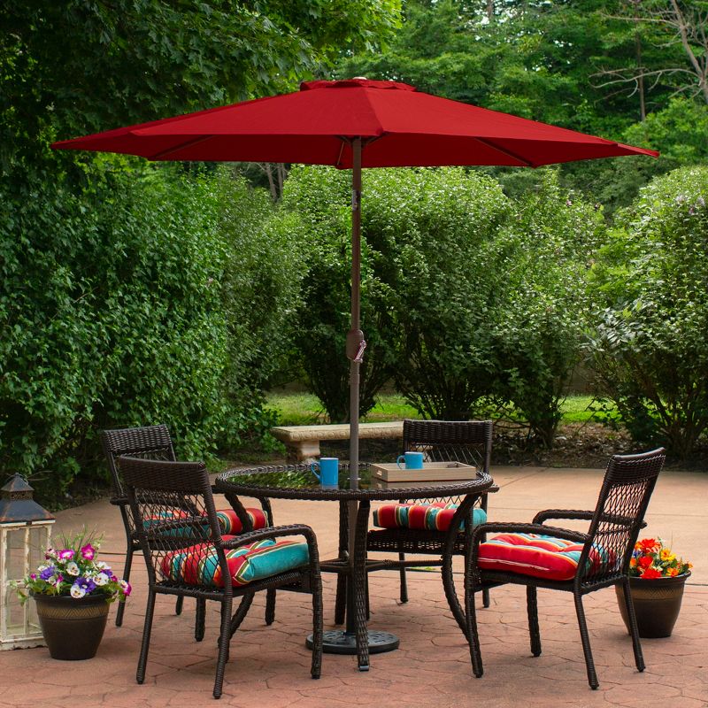 Northlight 9ft Outdoor Patio Market Umbrella with Hand Crank and Tilt, Red, 2 of 9