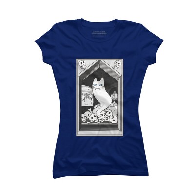 Junior's Design By Humans Ghost cat the Keeper of the Crypt By runcatrun T-Shirt