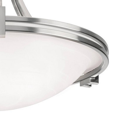 Brushed Nickel and White Glass Bowl Ceiling Light