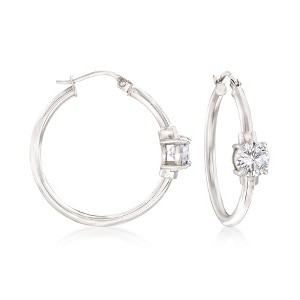 Ross-Simons 1.60 ct. t.w. CZ Station Hoop Earrings in Sterling Silver - 1 of 4